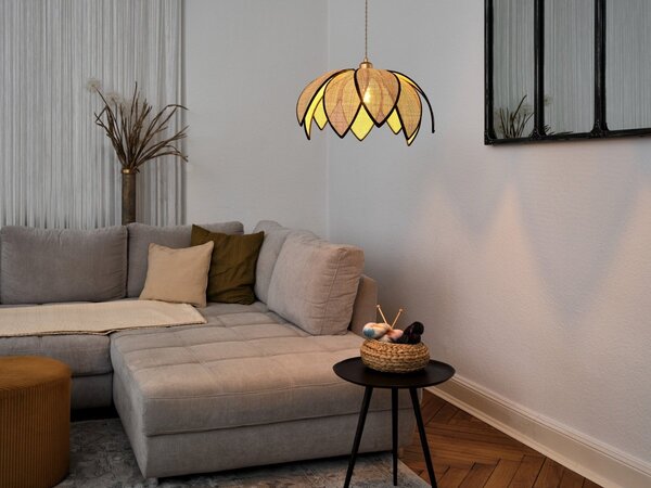 Ratanové závěsné svítidlo Rattan Lotus 480mm, 1x E27, Hnědé