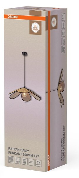 Ratanové závěsné svítidlo Rattan Daisy 690mm, 1x E27, Hnědé