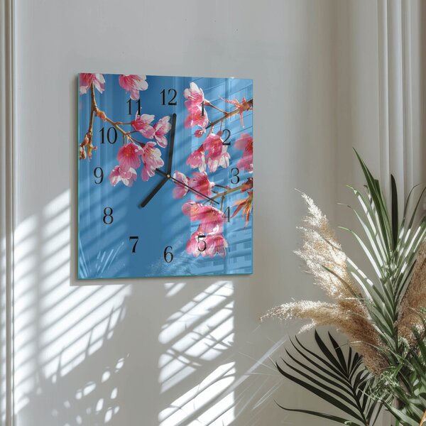 Skleněné hodiny na stěnu Květiny zskc-30x30-00178835