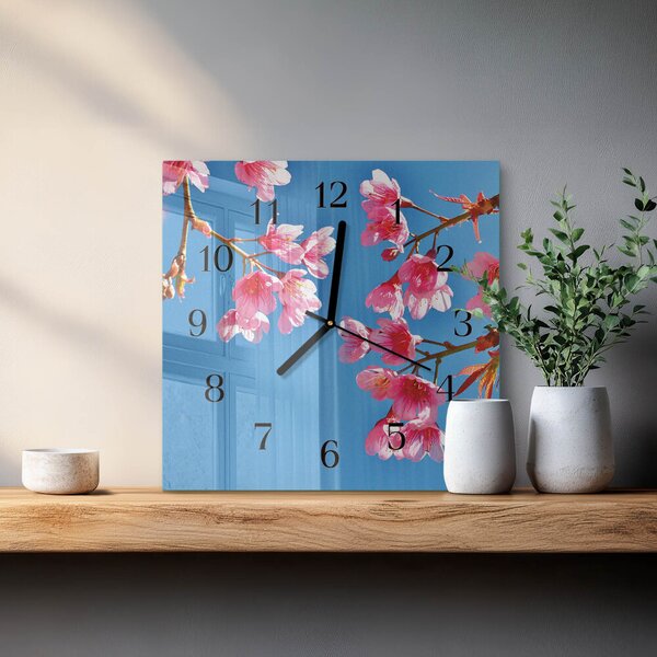 Skleněné hodiny na stěnu Květiny zskc-30x30-00178835