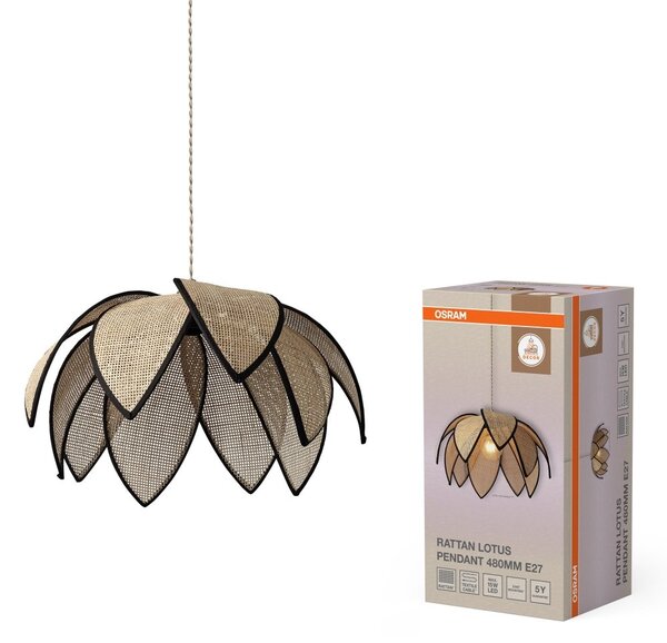 Ratanové závěsné svítidlo Rattan Lotus 480mm, 1x E27, Hnědé