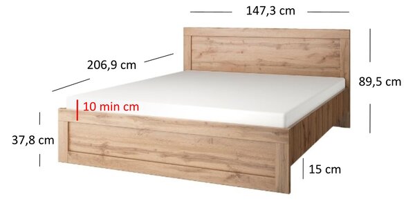 Manželská postel 140 cm Mirella (dub wotan) (s roštem)