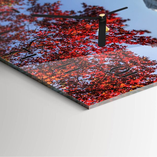 Skleněné hodiny na stěnu Horské listí zskc-30x30-00178520