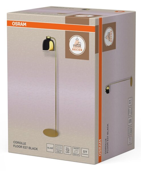 Stojací lampa Corolle, 1x E27, Černá