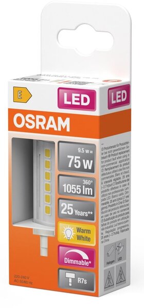LED žárovka LED Slim Line 78, Stmívatelná, 9.5W, Teplá bílá, Čirá, R7s