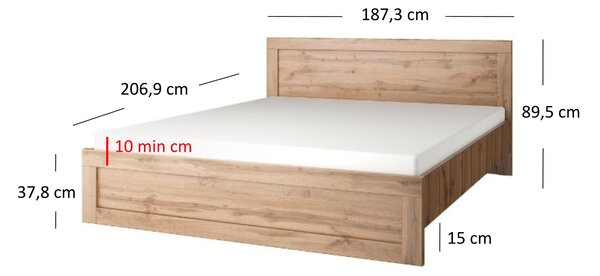 Manželská postel 180 cm Mirella (dub wotan) (s roštem)