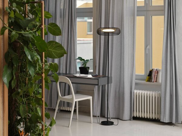 Mřížkovaná stojací lampa Mesh, 18.5W, Teplá bílá, Černá