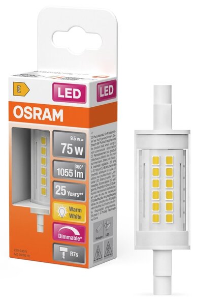 LED žárovka LED Slim Line 78, Stmívatelná, 9.5W, Teplá bílá, Čirá, R7s