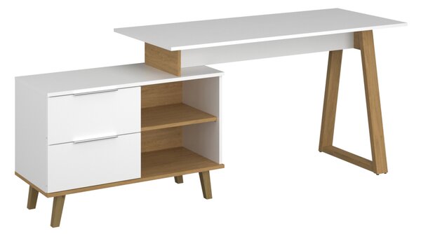 Komoda Nickole 2S/90 (bílá + dub kamenný). Akce -19%