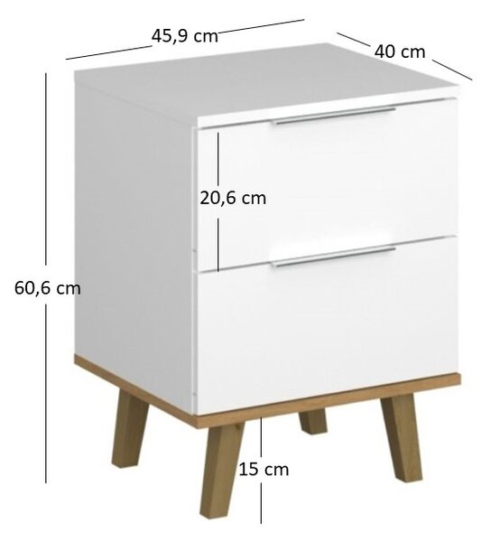 Komoda Nickole 2S/46 (bílá + dub kamenný). 1053082