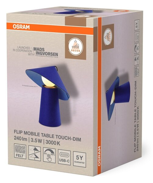 Přenosná stolní LED lampa Flip Mobile, 3.5W, Dotykové stmívání, Modrá