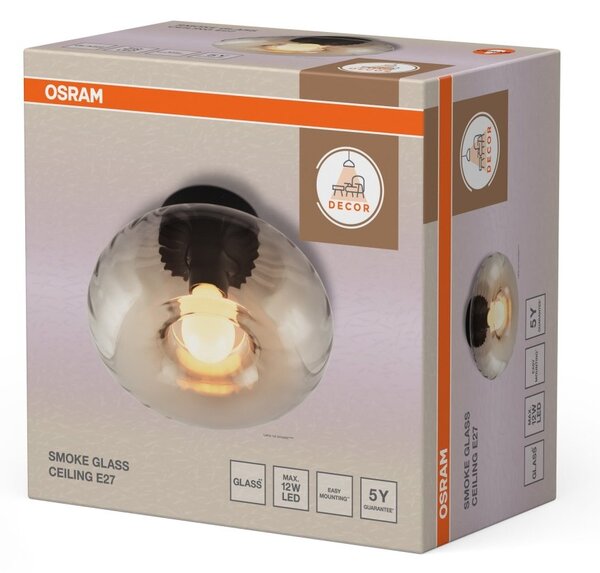 Stropní svítidlo Smoke Glass, 1x E27, Černé