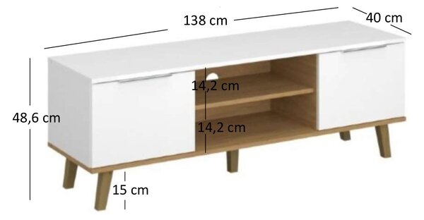 TV stolek Nickole (bílá + dub kamenný). Akce -25%