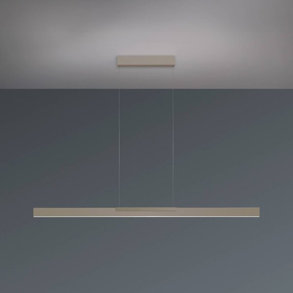 BOPP Závěsné světlo Bopp LED Nano 2.0, délka 140 cm, taupe, kov, stmívatelný, Krémová / jantar, Obývací pokoj / jídelna, Hliník, Moderní