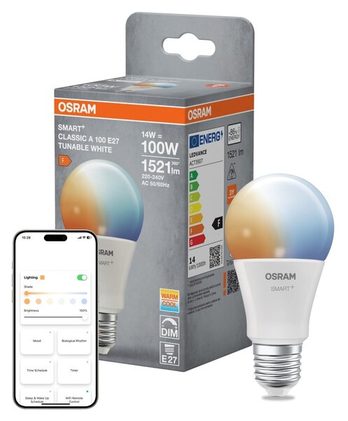Smart LED žárovka SMART+ MATTER Classic A100, 14W, Nastavitelná bílá, E27