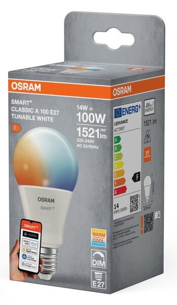 Smart LED žárovka SMART+ MATTER Classic A100, 14W, Nastavitelná bílá, E27