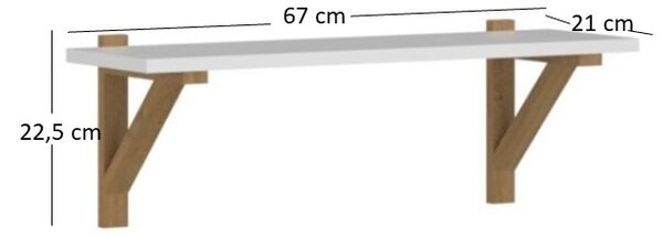 Polička 65 cm Nickole (bílá + dub kamenný). Akce -27%