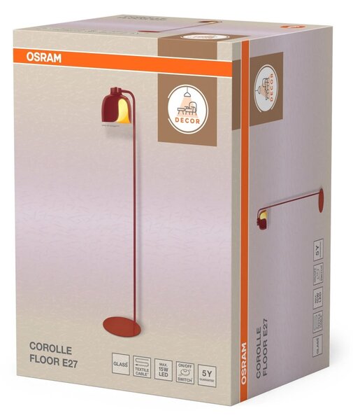Stojací lampa Corolle, 1x E27, Červená