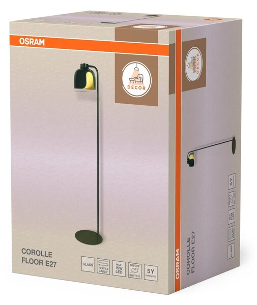 Stojací lampa Corolle, 1x E27, Zelená