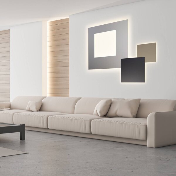 Escale LED nástěnné světlo BLADE Q, antracitová, 34 x cm, kov, stmívatelné, stmívatelný, Černá, Obývací pokoj / jídelna, Hliník, Moderní