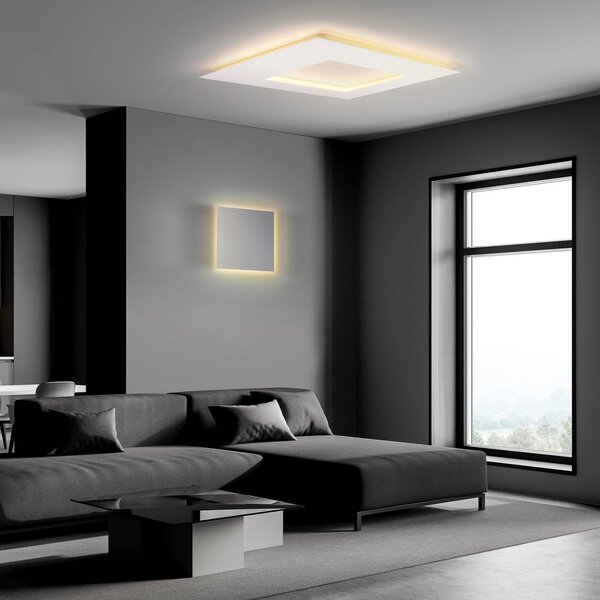 Escale LED nástěnné světlo BLADE Q, matná stříbrná, 34 x cm, kovové stmívatelné, stmívatelný, Hliník / šedá / zinek, Obývací pokoj / jídelna, Hliník, Moderní