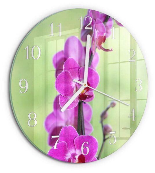 Skleněné hodiny na stěnu Orchidej zsob-fi30-00084816