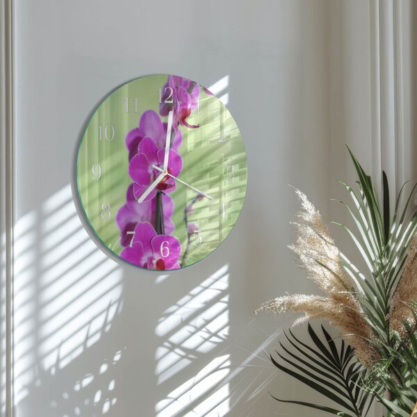 Skleněné hodiny na stěnu Orchidej zsob-fi30-00084816