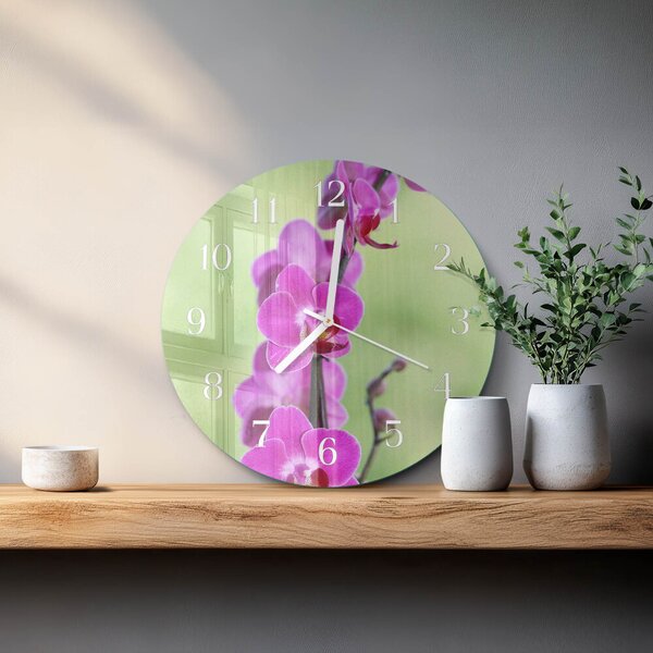 Skleněné hodiny na stěnu Orchidej zsob-fi30-00084816