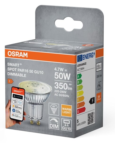 Smart LED reflektor SMART+ MATTER Dimmable PAR16 50, 4.7W, GU10