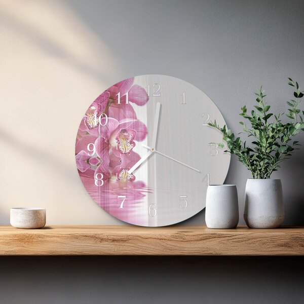 Skleněné hodiny na stěnu Orchidej zsob-fi30-00081895