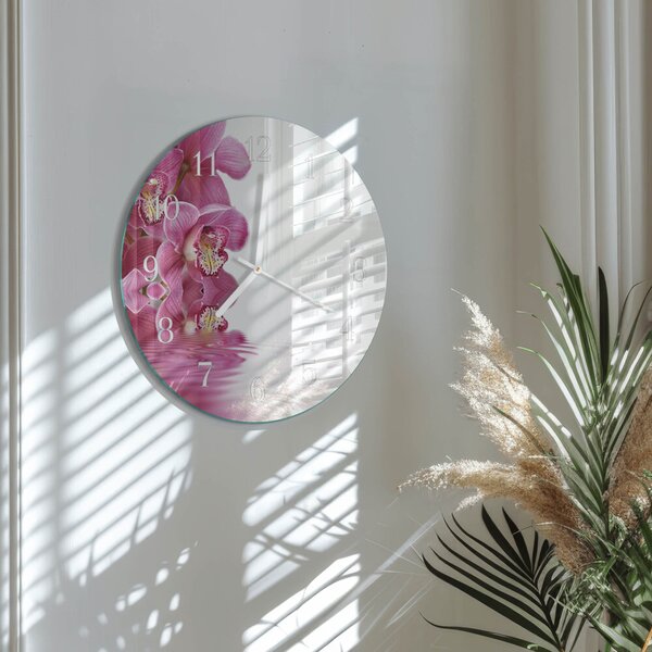 Skleněné hodiny na stěnu Orchidej zsob-fi30-00081895