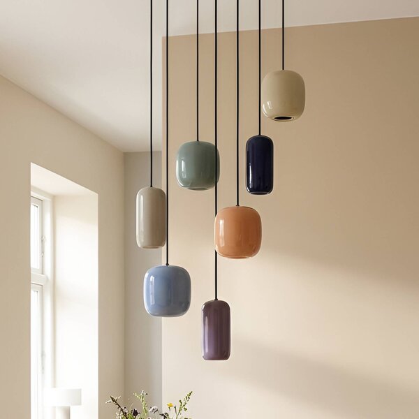 Lucande závěsné svítidlo Narion, kulaté, 7 světel, barevné, kovové, stmívatelný, Vícebarevná, Obývací pokoj / jídelna, kov, Design