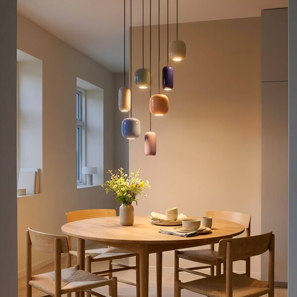 Lucande závěsné svítidlo Narion, kulaté, 7 světel, barevné, kovové, stmívatelný, Vícebarevná, Obývací pokoj / jídelna, kov, Design