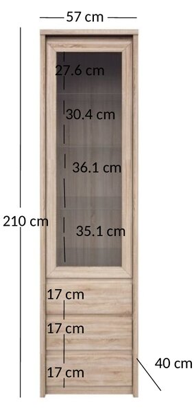 Vitrína Noella 1W3S (dub sonoma). Akce -20%