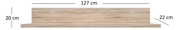 Polička 130 cm Noella (dub sonoma). Akce -33%