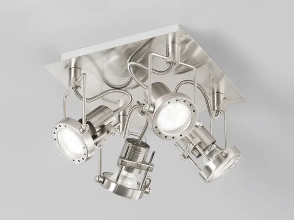 FAN SPOT-TECHNO-PL4 Spotové svítidlo SPOT LED TECHNO nikl 4xGU10 LED 5 W 400 LM 2700 K 23x26x18 cm - FANEUROPE
