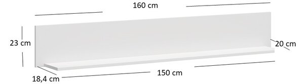 Polička 160 cm Olna (bílá). Akce -21%