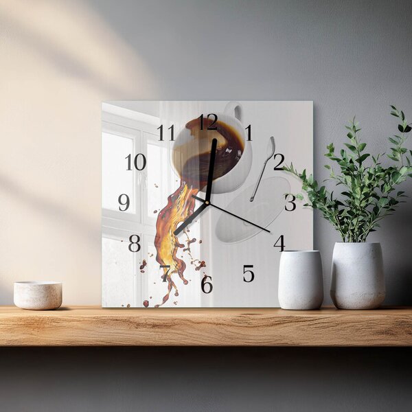 Skleněné hodiny na stěnu Káva zskc-30x30-00179447
