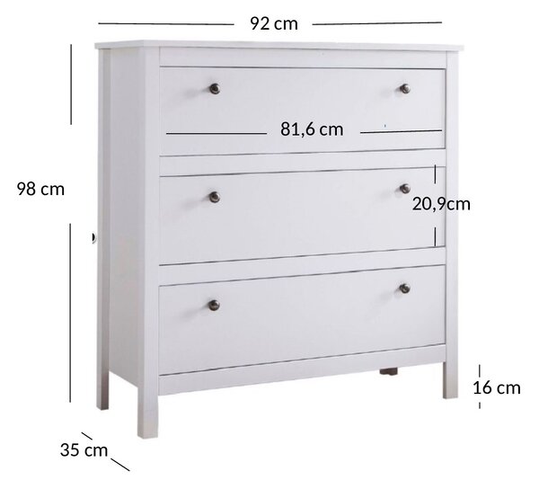 Komoda Olna 3S (bílá). Akce -21%