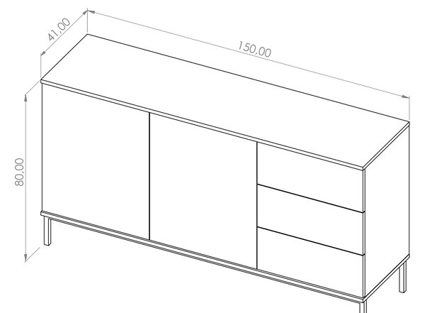GiB Meble QUERTY K2D3SZ / KOMODA Barva: BÍLÝ