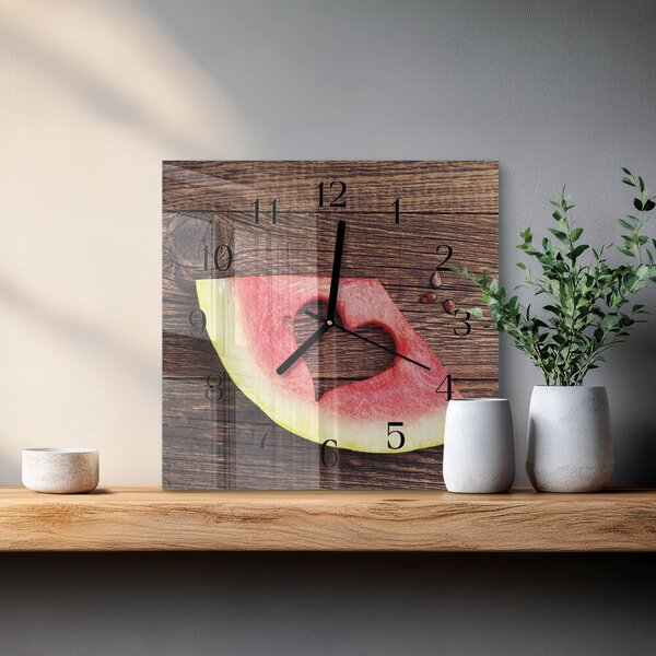 Skleněné hodiny na stěnu Vodní meloun zskc-30x30-00180342