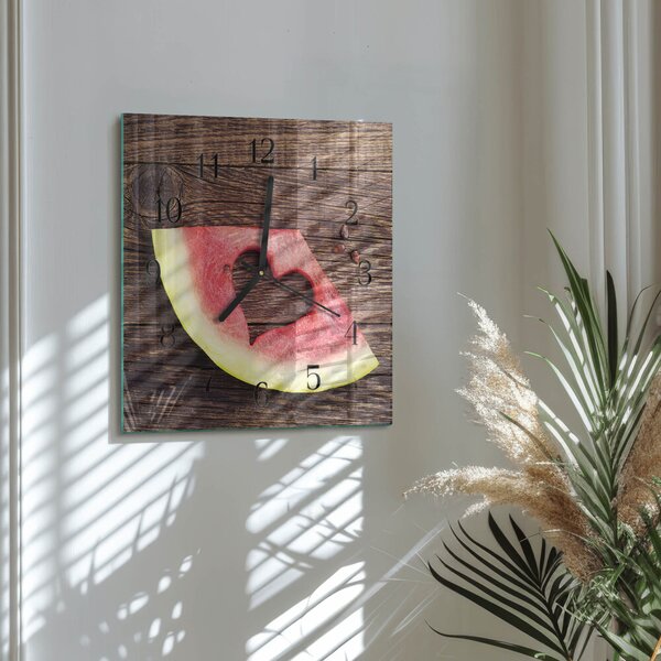 Skleněné hodiny na stěnu Vodní meloun zskc-30x30-00180342