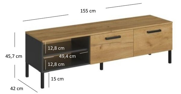 TV stolek Shanna (dub craft zlatý + antracit). Akce -21%