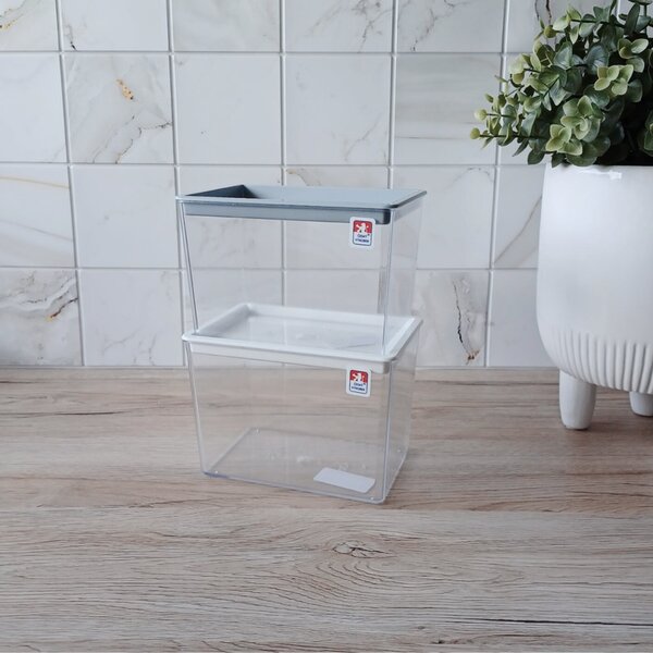 DÓZA NA SUCHÉ POTRAVINY 600 ml – nízká, průhledná | DomaLEP varianta: ŠEDÁ