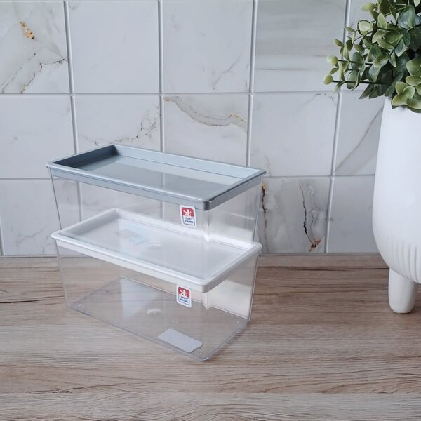 DÓZA NA SUCHÉ POTRAVINY 800 ml – nízká, průhledná | DomaLEP varianta: BÍLÁ