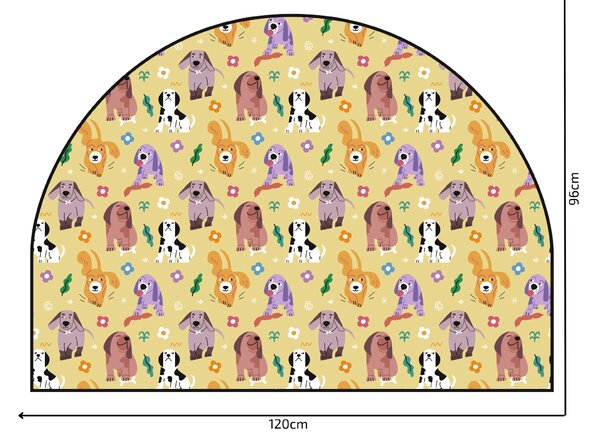 PIPPER. Ochranná textilní nálepka na zeď - Oblouk - Barevní psi Velikost: 120x96cm, Jméno: Bez jména