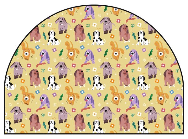 PIPPER. Ochranná textilní nálepka na zeď - Oblouk - Barevní psi Velikost: 120x96cm, Jméno: Bez jména