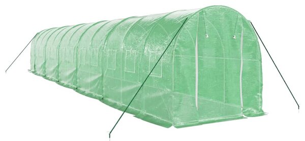Skleník s ocelovým rámem zelený 24 m² 12 x 2 x 2 m