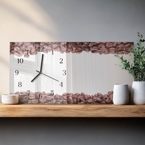 Skleněné hodiny horizontální Kávová zrna zsppc-60x30-00182284