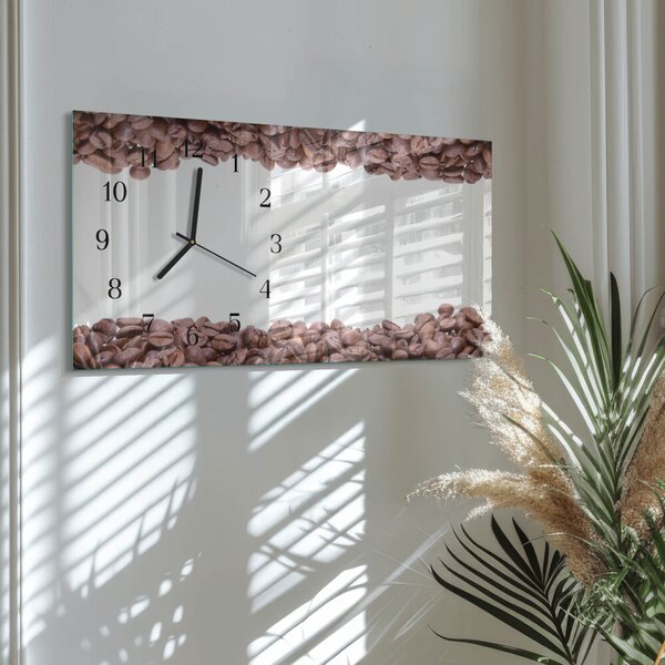 Skleněné hodiny horizontální Kávová zrna zsppc-60x30-00182284